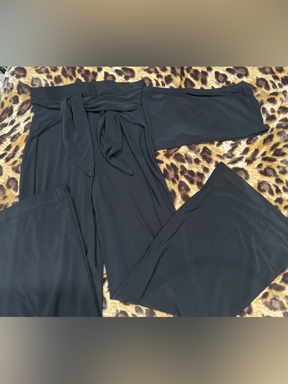 Nasty Gal Black Wide-Leg Jumpsuit with Waist Tie